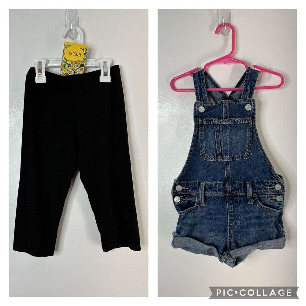 Old Navy Shortalls & Irelia Black Leggings NEW Bundle Girls Size XS